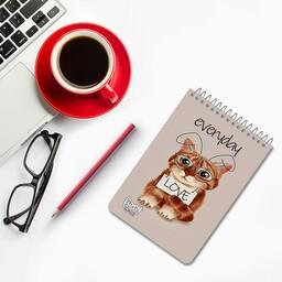 دفترچه یادداشت طرح گربه فانتزی، 50 برگ، چاپ رنگی اختصاصی، مستر راد (Fiory)، Cat، Notebook، دفتر چه، تک فنر فلزی