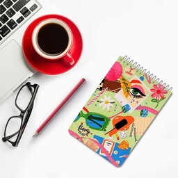 دفترچه یادداشت طرح میکاپ مدل فیوری، 50 برگ، چاپ رنگی اختصاصی، مستر راد (Fiory)  Notebook، Make Upدفتر چه، تک فنر فلزی