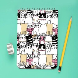 دفترچه یادداشت طرح گربه های فانتزی، 50 برگ، چاپ رنگی اختصاصی، مستر راد (Fiory)  Notebook، دفتر چه، تک فنر فلزی