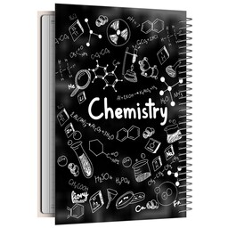 دفتر مشق طرح شیمی مدل تخصیلی، 100 برگ، خط دار، جلد سخت مقوایی مات، تک فنر فلزی، Notebook، یادداشت، مستر راد، Chemistry 