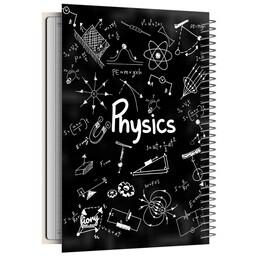 دفتر مشق مدل فیزیک طرح کوانتوم، 100 برگ، خط دار، جلد سخت مقوایی مات، تک فنر فلزی، Notebook، یادداشت، مستر راد، Physics 