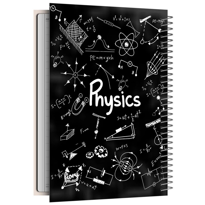 دفتر مشق مدل فیزیک طرح کوانتوم، 100 برگ، خط دار، جلد سخت مقوایی مات، تک فنر فلزی، Notebook، یادداشت، مستر راد، Physics 