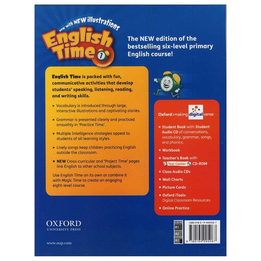 کتاب English Time 1 2nd Edition، سایز بزرگ (رحلی)، کتاب دانش آموز با کتاب کار و CD،اینگلیش تایم 1 ویرایش دوم، انگلیسی