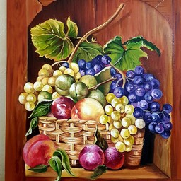 نقاشی سبد میوه روی بوم