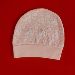کلاه نوزادی گلبهی رنگ گلدار ( این محصول به تنهایی قابل سفارش نیست فقط همراه محصولاتی مثل لباس نوزادی  سفارش بدید)