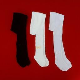جوراب شلواری نوزادی در سه رنگ جذاب سفید ، طوسی و مشکی  طرح پاپیون (ارسال رایگان)