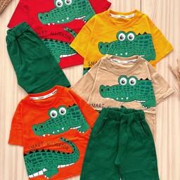 لباس بچه گانه تیشرت شلوارک تمساح کوچولو پسرانه سایز 35 و 40 و 45
