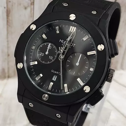 ساعت مچی مردانه تک موتور تقویم دار آنالوگ فول مشکی هابلوت HUBLOT