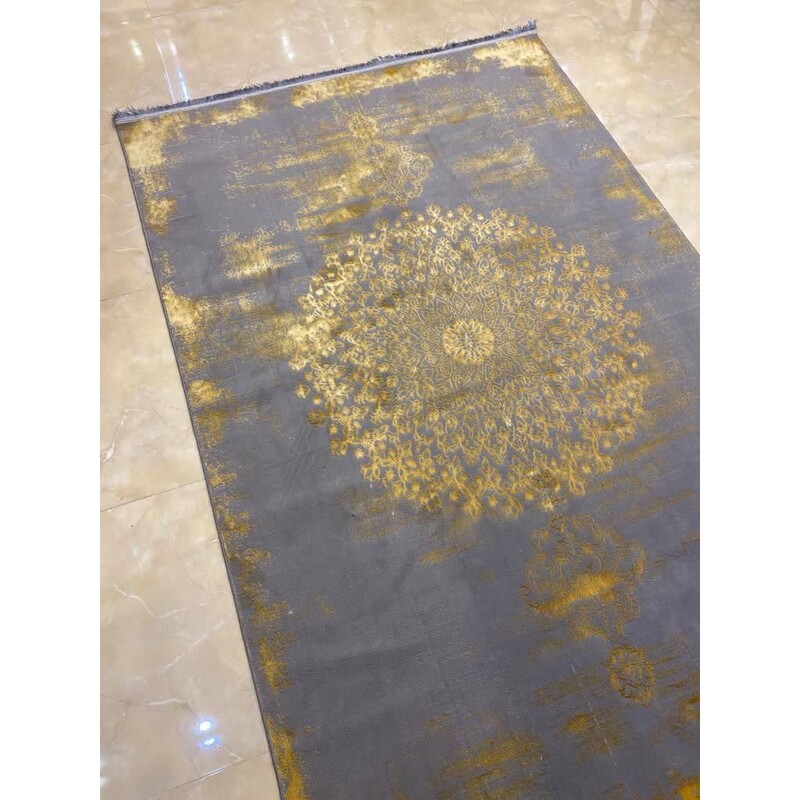 فرش ماشینی 6 متری فانتزی طوسی طلایی 500شانه پلی استر تراکم 1100فرش طوسی طلایی جدید فرش زیبا 