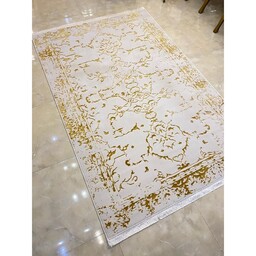 فرش ماشینی 6 متری فانتزی کرم طلایی 500شانه پلی استر تراکم 1100فرش طوسی طلایی جدید فرش زیبا 