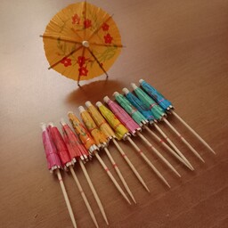 چتر تزیینی تزئینی رنگی کوچک بسته 13 عددی آبمیوه شیک دسر دکوری چتر دکوری فانتزی