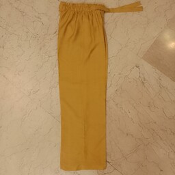 شلوار گشاد زرد خردلی طلایی زنانه دخترانه خنک پارچه ای فری سایز