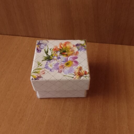 جعبه انگشتر مربع کرم بنفش نارنجی گلدار گل گلی هدیه کادویی گیفت 6در6 باکس طلا جواهرات زیورالات گوشواره گردنبند دستبند