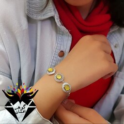  دستبند نقره زنانه با نگین عقیق شرف الشمس