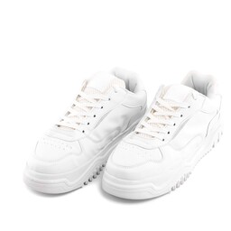 44012  کفش اسپرت مردانه سفید بندی چرم مصنوعی سایز 41 تا 44