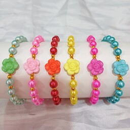 دستبند بچگانه دخترانه مرواریدی عمده  حداقل سفارش 30 عدد در رنگبندی متنوع گیفت و هدیه  