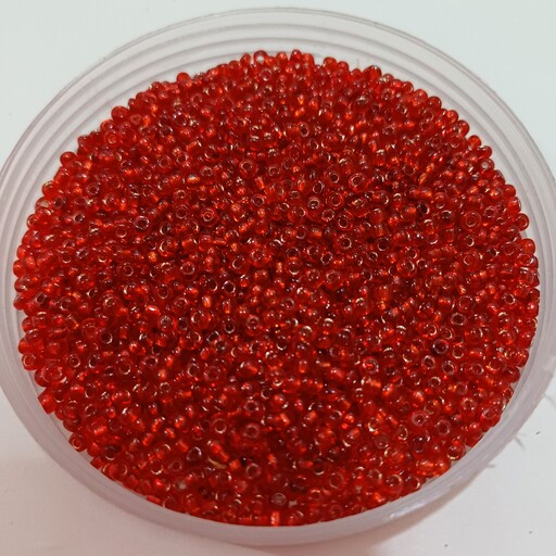 منجوق ریز شیشه ای قرمز خوشرنگ پک 10 گرمی (قطر حدود2میل) 