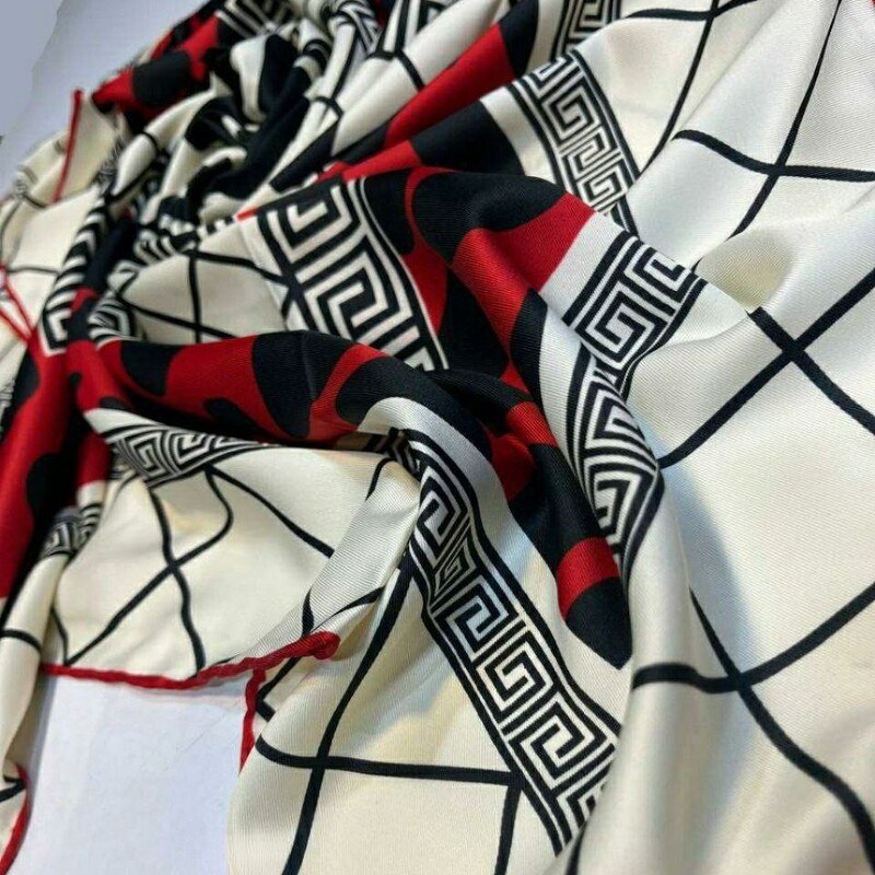 روسری ابریشم تویل دستدوز وارداتی اعلا قواره 100 پک قرمز مشکی با 8تا طرحبندی خیلی خوشگل 
