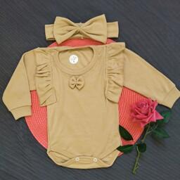 سارافون نوزادی دخترانه زیردکمه با ی همراه با تل کبریتی خنک مناسب برای بهار تابستان لباس نوزادی مجلسی سیسمونی 