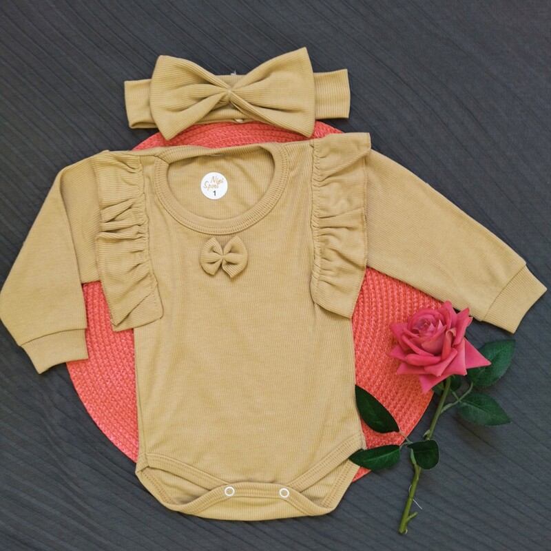 سارافون نوزادی دخترانه زیردکمه با ی همراه با تل کبریتی خنک مناسب برای بهار تابستان لباس نوزادی مجلسی سیسمونی 