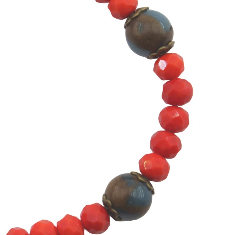 دستبند زنانه مهره ای قرمز آبی مدل سمیرا کد 0252