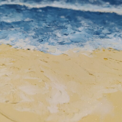 تابلو دکوراتیو نقش برجسته دست ساز ساحل ابعاد طول 60و عرض 40 متریال بوم فول کنف درجه یک آکرلیک و تکسچر 