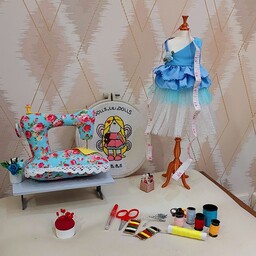 ماکت چرخ خیاطی و مانکن لباس فانتزی  برای اکسسوری عروسک 
