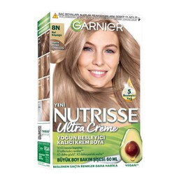 کیت رنگ موی گارنیر NUTRISSE شماره 8N رنگ بلوند روشن طبیعی