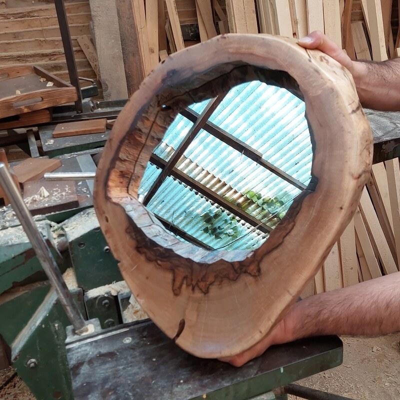 آینه روستیک چوب گردو  دفرمه   