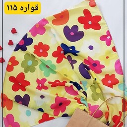روسری دخترانه گلهای رنگارنگ قواره 115 با ارسال رایگان