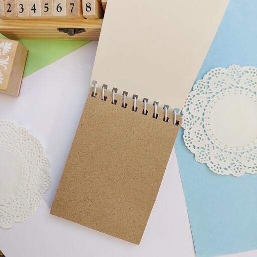 دفترچه دستساز گل رز با مهر  برجسته 40 برگ کاغذ کرافت  قهوه ای روشن 