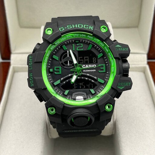 G-shock For MEN  ساعت اسپرت جیشاک کاسیو  ضدآب استخری  دوزمانه  دارای کرنومتر دارای آلارم چراغ صفحه  