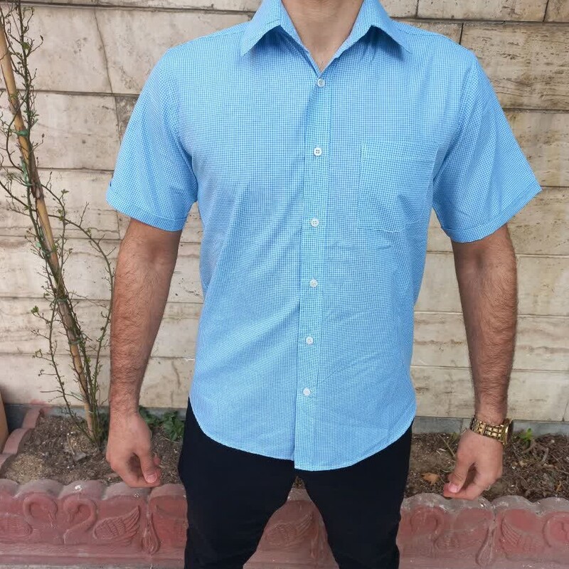 پیراهن مردانه استین کوتاه در چهار سایز اسمال ومدیوم ولارج وایکس لارج نوع جنس تترون بدون ابرفت 
