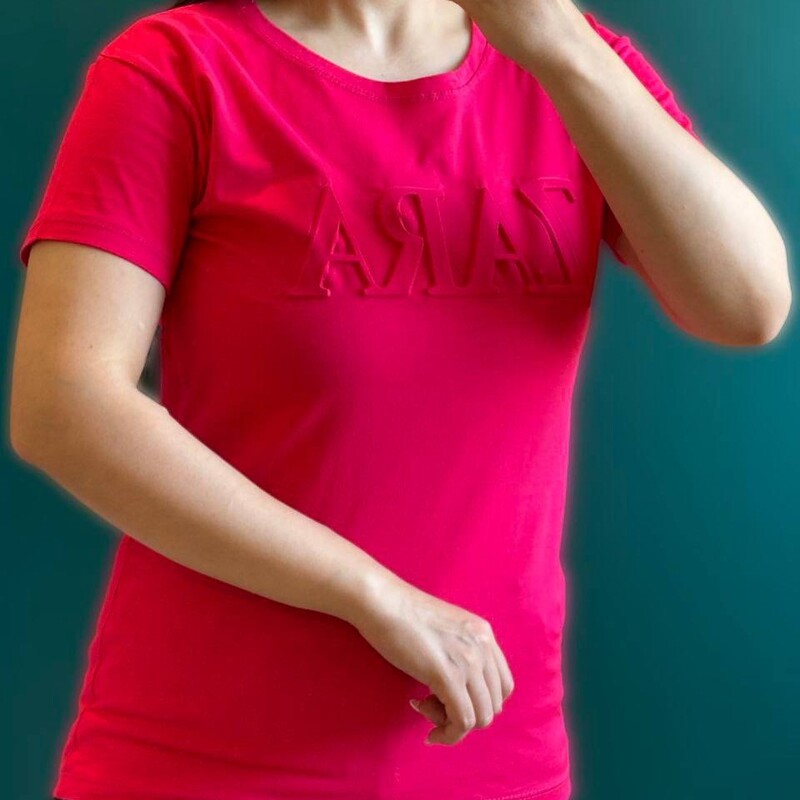تیشرت نخی زنانه نرمال سایز مناسب تا سایز 44 دارای رنگ بندی 
