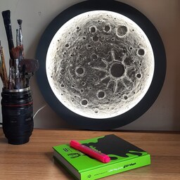 تابلو  ماه قطر 40 سانت با قاب چوبی طوسی رنگ