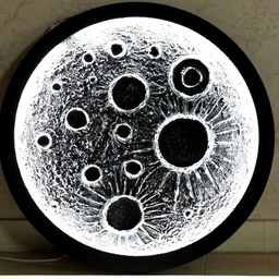 تابلو ماه قطر  80 با قاب چوبی مشکی