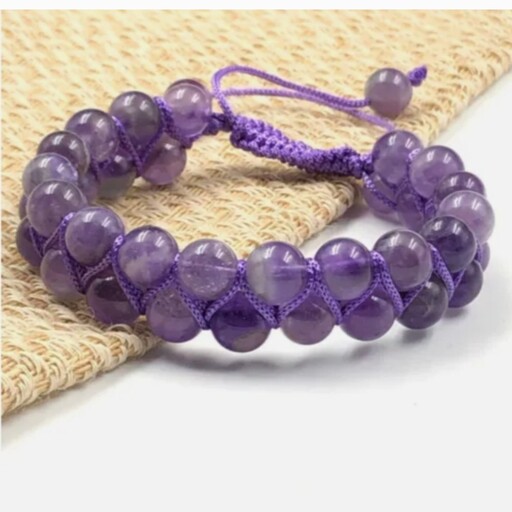 دستبند سنگ آمیتیست دو ردیفه amethyst 