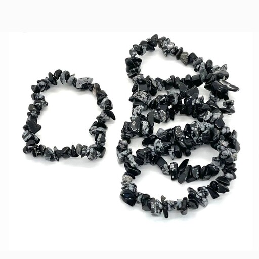 دستبند سنگ ابسیدین لکه برفی  نامنظم snowflake obsidian