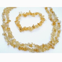 ست دستبند و گردنبند سنگ سیترین نامنظم citrine