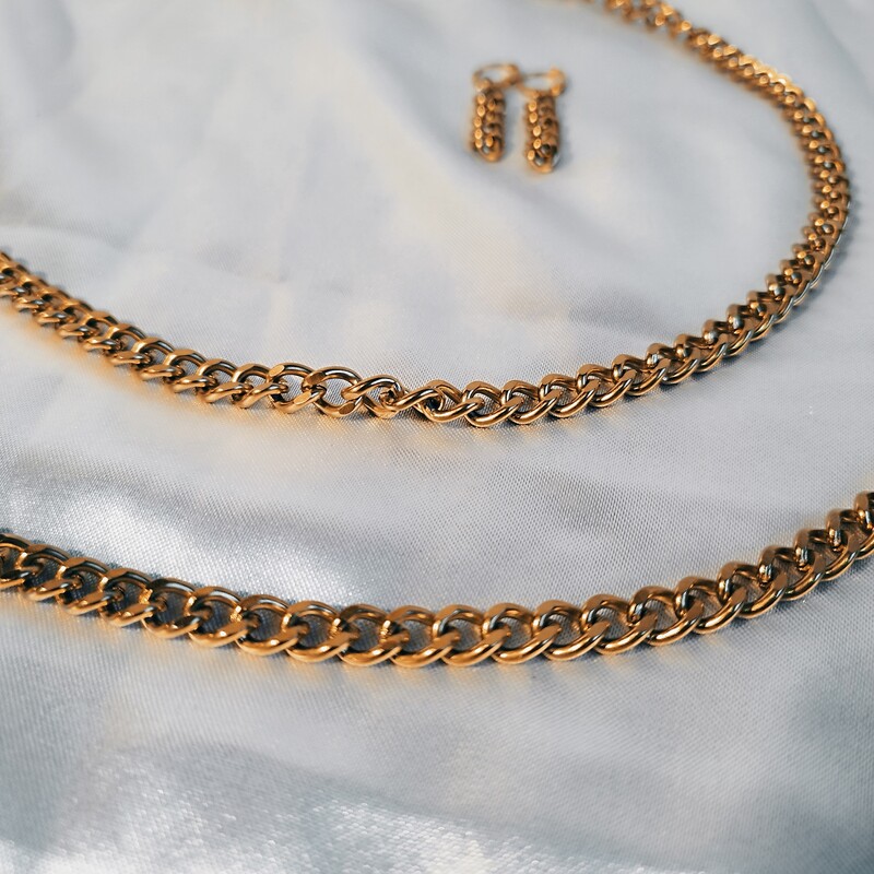 ست زنجیری گردنبند دستبند و گوشواره زنانه دخترانه