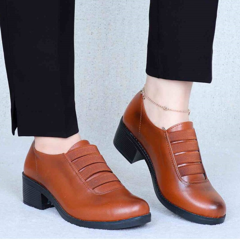 کفش زنانه چرم پاشنه دار - قهوه ای - A - ارسال سریع و رایگان به سراسر ایران