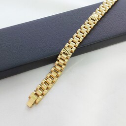 دستبند رولکس استیل طلایی تاج دار رنگ ثابت