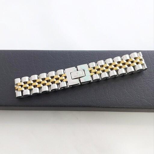 دستبند رولکس  استیل دو رنگ طلایی و نقره ای پهن