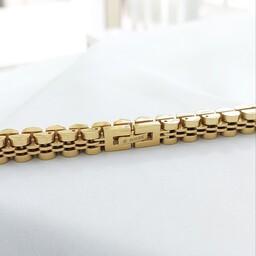 دستبند رولکس استیل رنگ طلایی با پهنای 8 میل