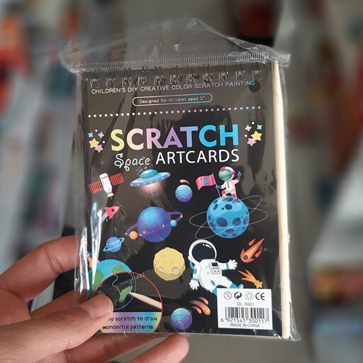 لوازم التحریر  فانتزی دفترچه سیمی ذغالی همراه با مداد دفترچه سیاه دفترچه اسکرچ scratch