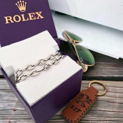 زنجیر استیل گردنبند مردانه Rolex رولکس سیلور کد 1610325