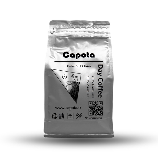 دانه قهوه دی کاپوتا 70درصد روبوستا بسته 500 گرمی Day Coffee