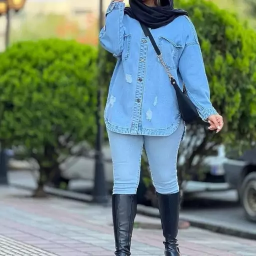 شومیز زنانه جلو دکمه جین