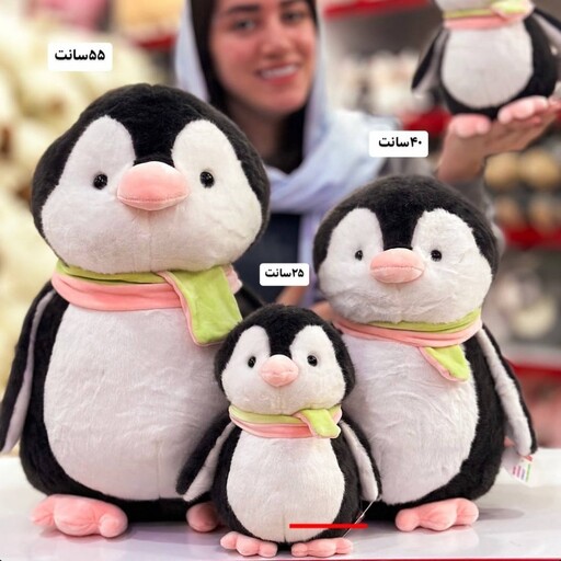عروسک پنگوئن شالگردن دار 25 سانتی نانو ضد حساسیت رنگ مشکی