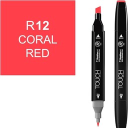 ماژیک راندو تاچ دو سر بدنه مشکی Shinhanart TWIN BRUSH  کد R12 CORAL RED